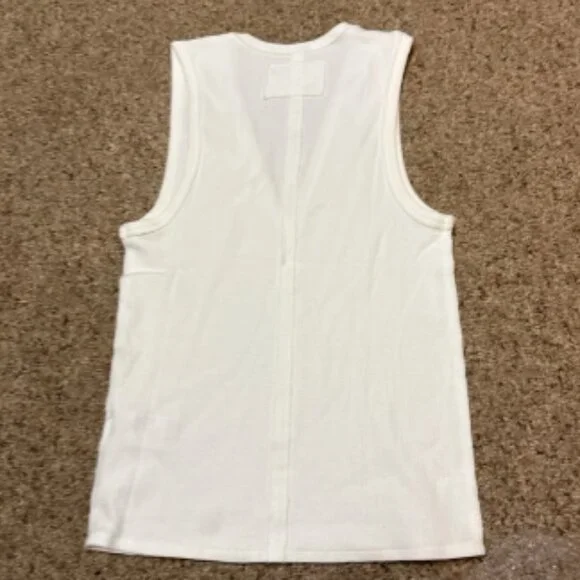 WE THE FREE PEOPLE NERIA WHITE V NECK RIBBED TANK TOP SHIRT NEW L - Picture 10 of 11